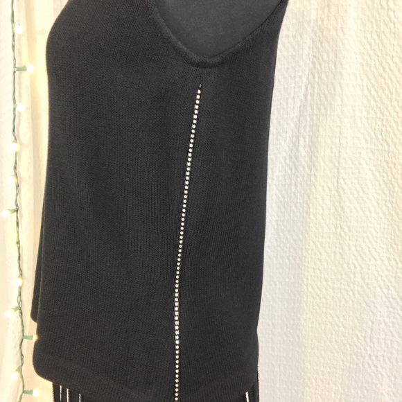 St JOHN Evening Top Black w/ Rhinestone Zippers - Picture 7 of 12